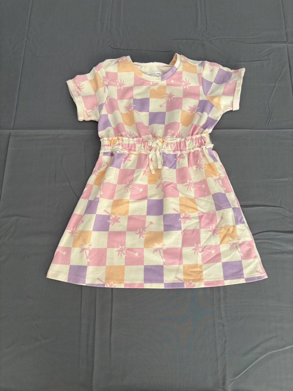 /Grayson Mini Girls Checkerboard Palm Tree SS Drawstring Waist Sz 5T